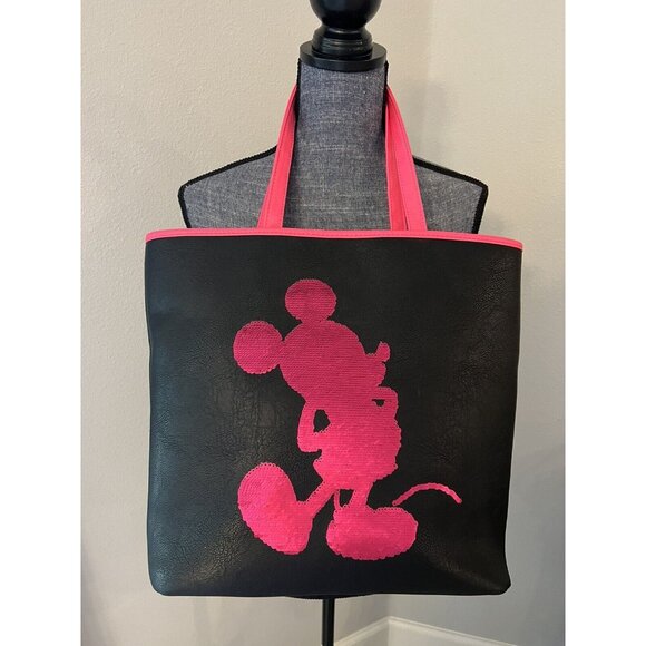 Disney Parks Loungefly Mickey Mouse Imagination Pink Reversible Sequin READ - Picture 1 of 5